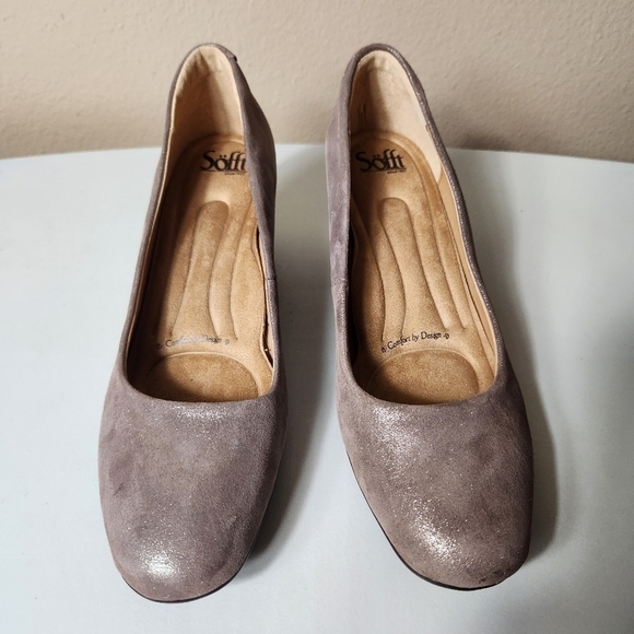 Sofft Womens Lana Bronze Metallic Leather Stacked Heel Comfort Pump-Size 9.5 - Picture 4 of 12